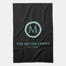 Familienaam | Monogram | Datum | Zwart-Blauwgroen