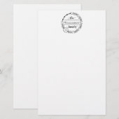 Familienaam Monogram Floral Wreath Briefpapier (Voorkant / Achterkant)
