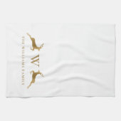 Familienaam Monogram Goud Herten Theedoek (Horizontaal)