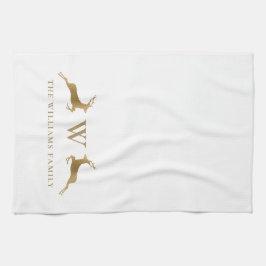 Familienaam Monogram Goud Herten Theedoek