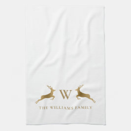 Familienaam Monogram Goud Herten Theedoek