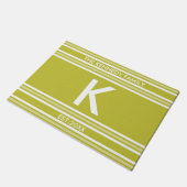 Familienaam Monogram Initiaal Groene Witte Stripe Deurmat (Schuin)