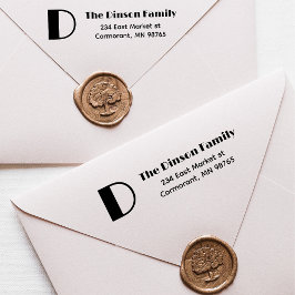 Familienaam Monogram Initiaal Retouradres Zelfinktende Stempel