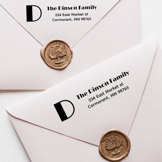 Familienaam Monogram Initiaal Retouradres Zelfinktende Stempel