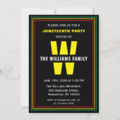 Familienaam Monogram Juneteenth Feestviering Parti Kaart (Voorkant)