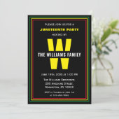 Familienaam Monogram Juneteenth Feestviering Parti Kaart (Staand voorkant)