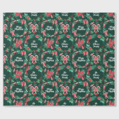 Familienaam Monogram Kerstkrans Waterverf Cadeaupapier (Vlak)