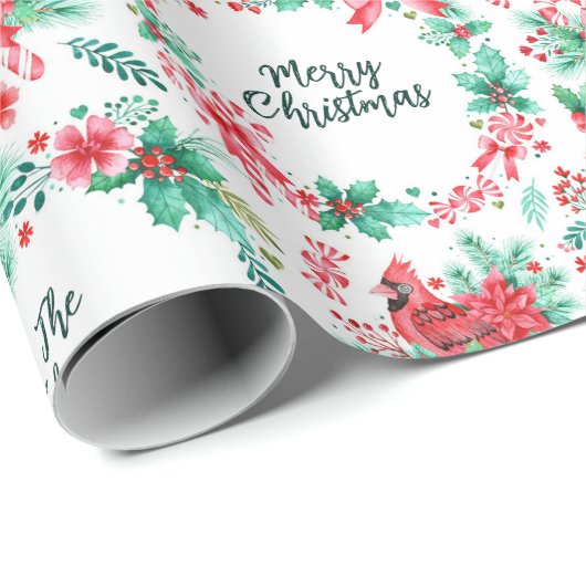 Familienaam Monogram Kerstmis Cadeaupapier (Rol Hoek)