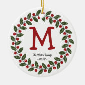 Familienaam Monogram Kerstmis Keramisch Ornament (Voorkant)