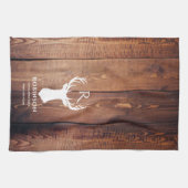 Familienaam Monogram Lake Rustic Deer Antler Wood Theedoek (Horizontaal)