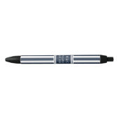 Familienaam Monogram Navy Blue White Stripe Zwarte Inkt Pen (Voorkant)