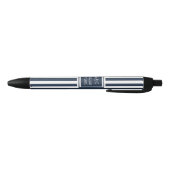 Familienaam Monogram Navy Blue White Stripe Zwarte Inkt Pen (Bodem)