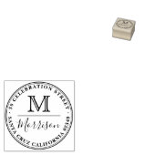 Familienaam & Monogram Ronde Grens Terugkeeradres Rubberstempel (Gestempeld)