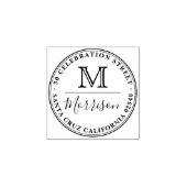 Familienaam & Monogram Ronde Grens Terugkeeradres Rubberstempel (Afrduk)