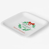 Familienaam Monogram Rood Kerst Papieren Bordje (Gebogen)