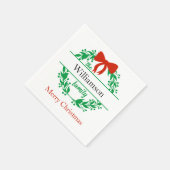 Familienaam Monogram Rood Kerst Servet (Hoek)