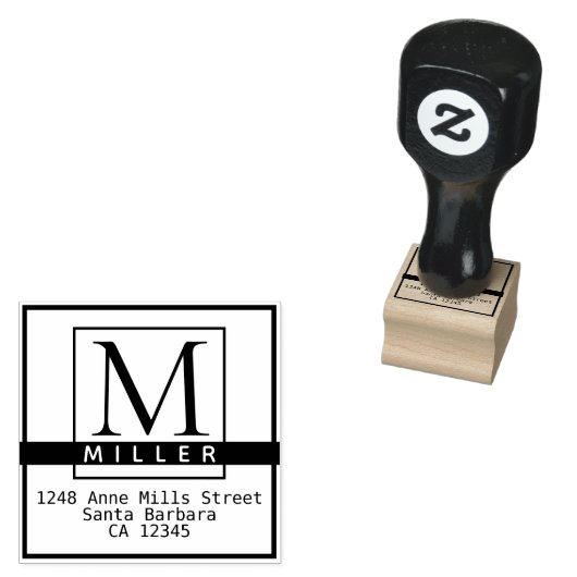 familienaam monogram terugkeeradres rubberstempel (Gestempeld)