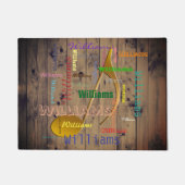 Familienaam Monogram Word Cloud Music Note Rustic Deurmat (Voorkant)