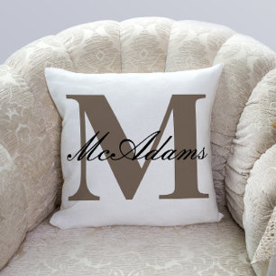 Familienaam Monogram Worp Kussen