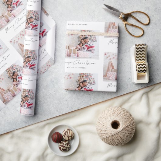 Familienaam Naam Script Patroon Vrolijk Kerstfeest Cadeaupapier (Crafts)