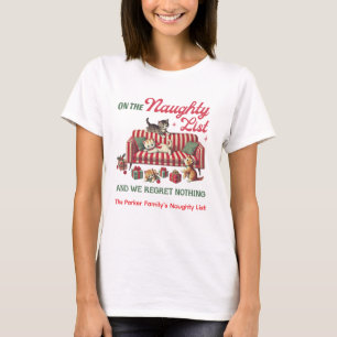Familienaam Naughty List Cat Christmas T-shirt