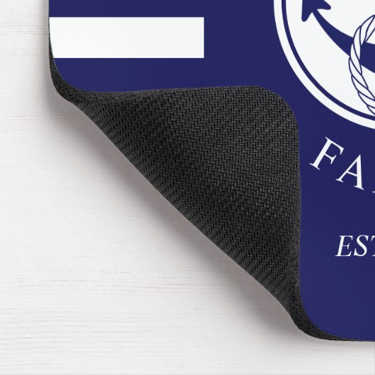 Familienaam Nautical Anchor Blue Stripes Pattern Muismat (Hoek)