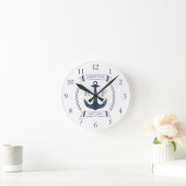 Familienaam Nautical Anchor Monogram Ronde Klok (Huis)