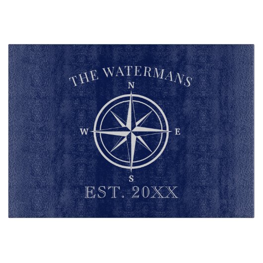 Familienaam Nautical Anchor Rope Snijplank (Voorkant)