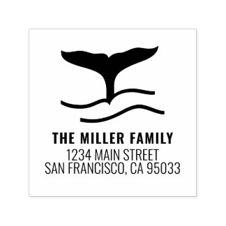Familienaam Nautical Whale Tail Retouradres Zelfinktende Stempel