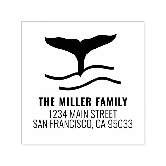 Familienaam Nautical Whale Tail Retouradres Zelfinktende Stempel (Design)