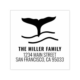 Familienaam Nautical Whale Tail Return Address Zelfinktende Stempel