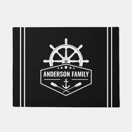 Familienaam Nautische Anker Oars Schepen Helm Star Deurmat (Voorkant)