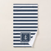 Familienaam Navy Blauwe Streep Zeevaart Anker Bad Handdoek (Handdoek)