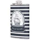 Familienaam Navy Blue Luxury Boat Heupfles (Links)