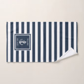 Familienaam Navy Blue Stripe Nautical Boat Anchor Bad Handdoek (Handdoek)