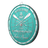 Familienaam | Oars en Anchor Custom Aqua Blue Dartbord (Voorkant Rechts)