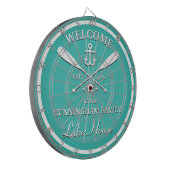 Familienaam | Oars en Anchor Custom Aqua Blue Dartbord (Voorkant Links)
