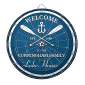 Familienaam | Oars en Anchor Custom Blue Dartbord (Voorkant)