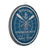 Familienaam | Oars en Anchor Custom Blue Dartbord (Voorkant Links)