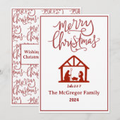 Familienaam of Bedrijfsnaam Nativiteit Vrolijk ker Feestdagenkaart (Voorkant / Achterkant)