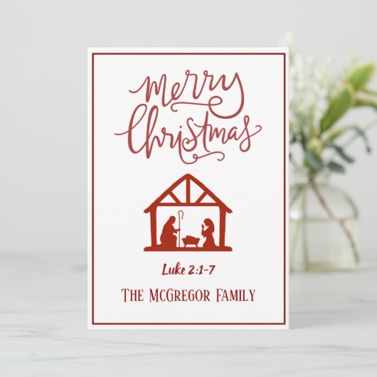 Familienaam of Bedrijfsnaam Nativiteit Vrolijk ker Feestdagenkaart (Staand voorkant)