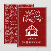 Familienaam of Bedrijfsnaam Nativiteit Vrolijk ker Notitiekaartje (Voorkant / Achterkant)