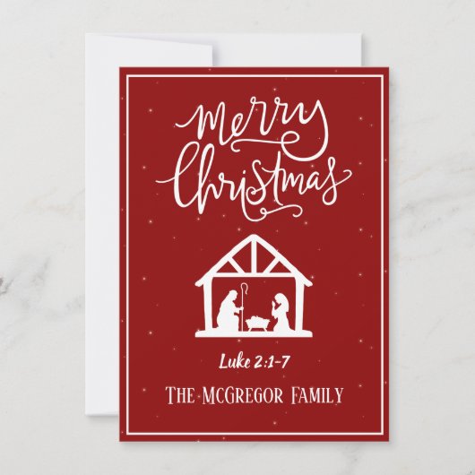 Familienaam of Bedrijfsnaam Nativiteit Vrolijk ker Notitiekaartje (Voorkant)