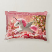 Familienaam of Gepersonaliseerde unicor Kerstmis Accent Kussen (Achterkant)