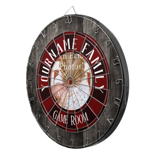 Familienaam One Photo Game Room Dartbord (Voorkant Rechts)