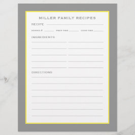 Familienaam + Ontvangers | Eenvoudig grijs geel en