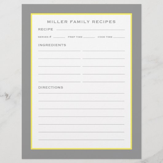 Familienaam + Ontvangers | Eenvoudig grijs geel en (Voorkant)