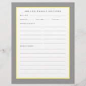 Familienaam + Ontvangers | Eenvoudig grijs geel en (Achterkant)