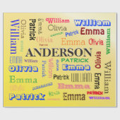 Familienaam ♠️ oogverblindend Word Cloud Wrapping  Cadeaupapier (Vlak)