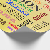 Familienaam ♠️ oogverblindend Word Cloud Wrapping  Cadeaupapier (Hoek)